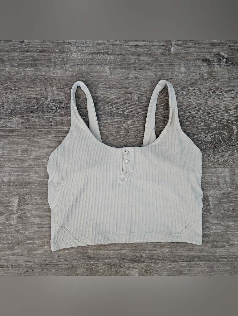 Lululemon Align Ribbed Henley Cropped Tank Top Bra Yoga Clean Girl Bone White 8